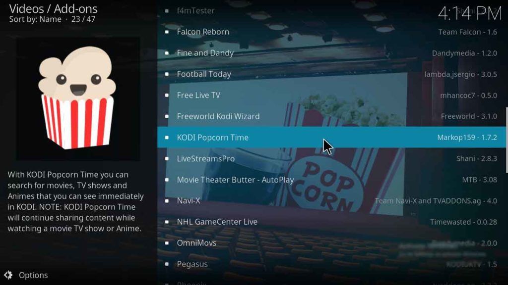 Как да инсталирате Popcorn Time на Kodi Jarvis версия 16 или по-долу