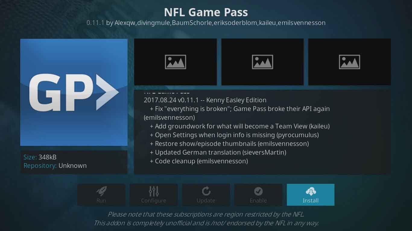 nfl game pass kodi