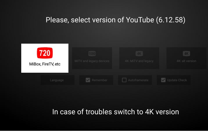גרסת YouTube 4k על אש